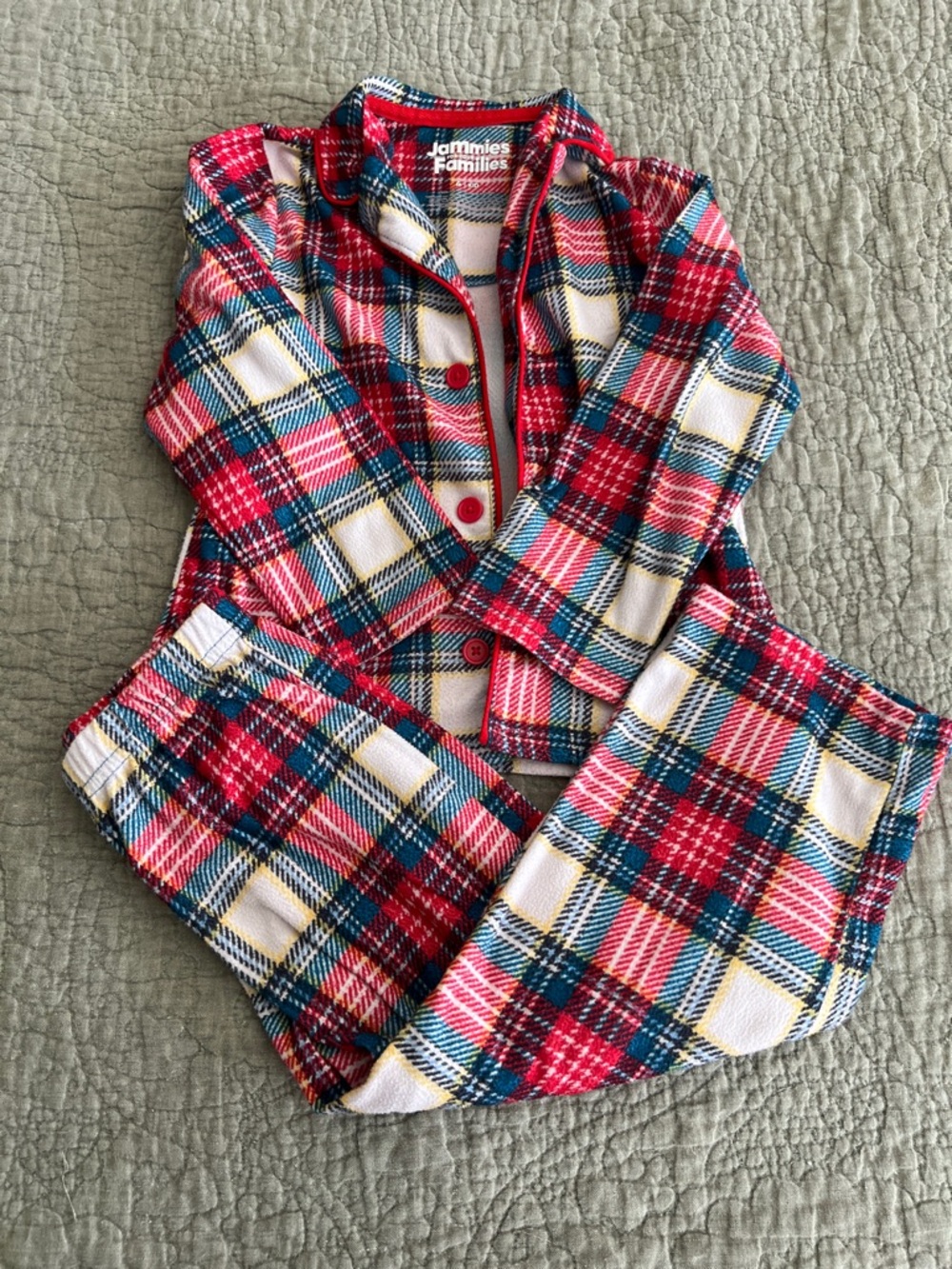 Kohl's Red Blue Cream Plaid Kids Pajama Set